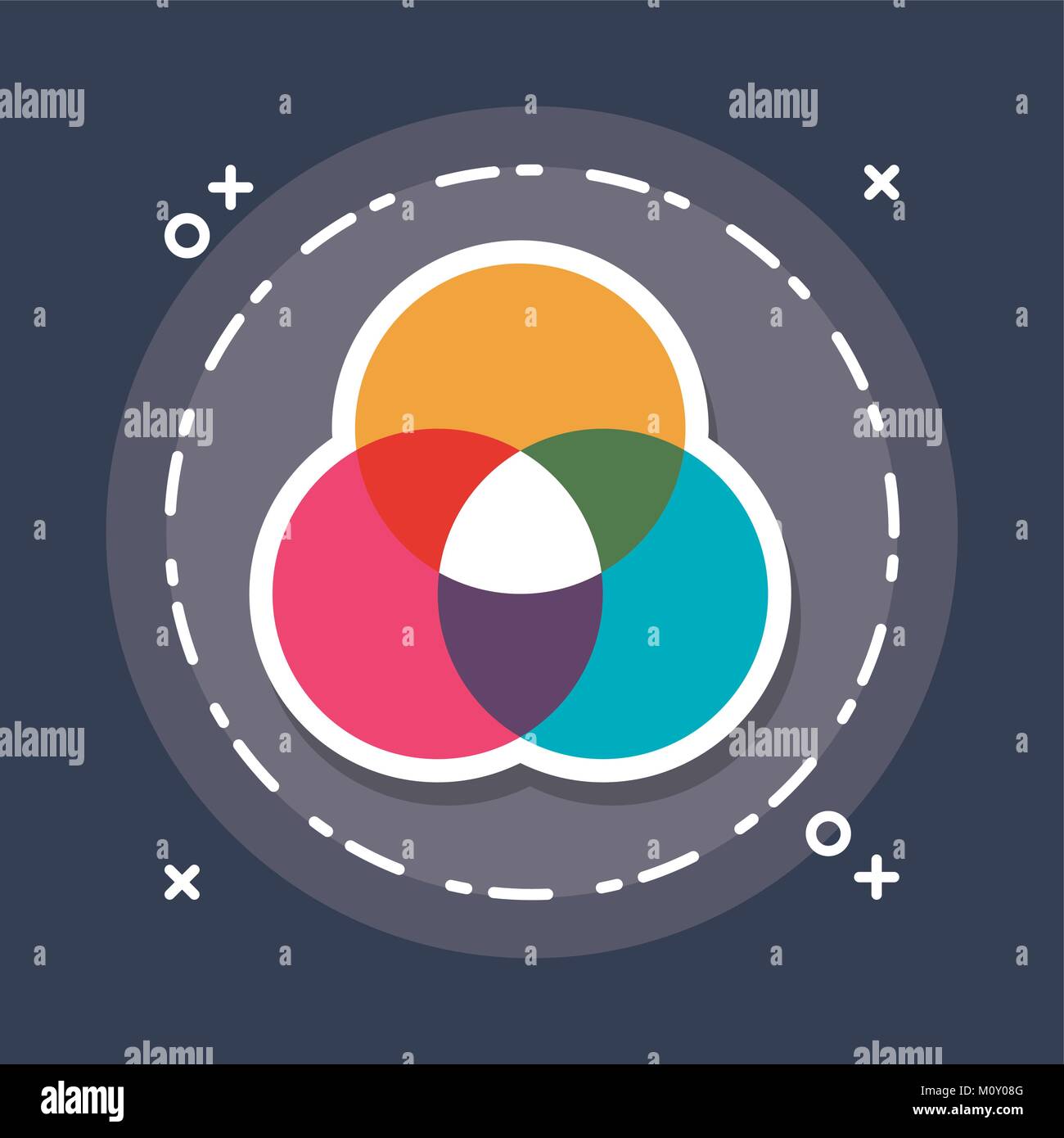 primary colors color mix chart Stock Vector