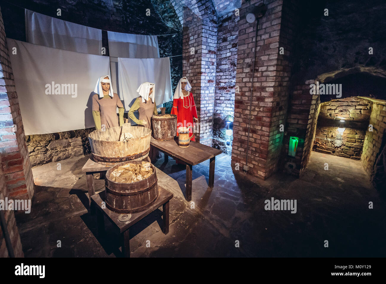 Laundry in Underground Tourist Route open for visitors cellars and tunnels complex under the