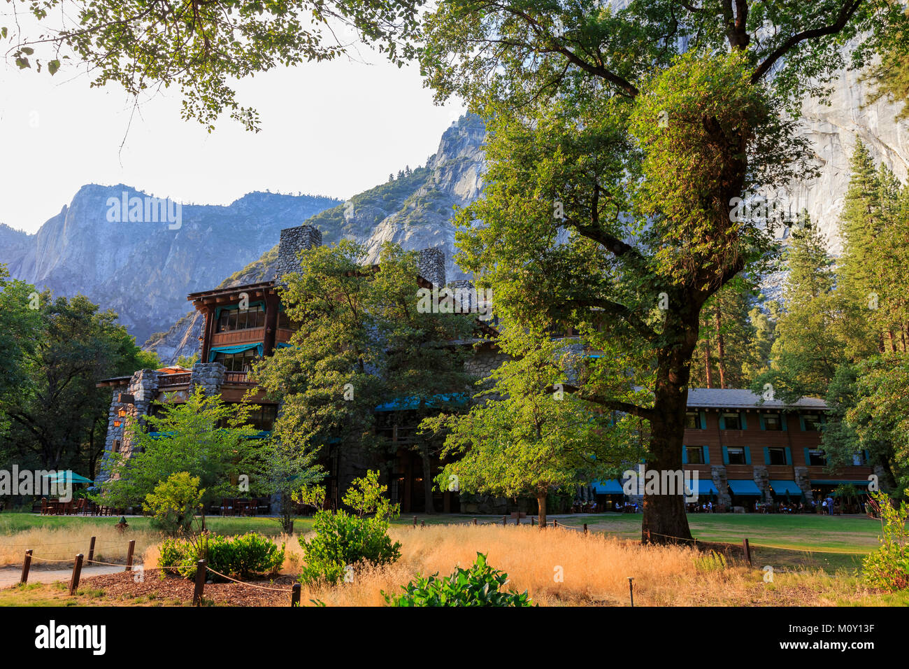 Afternoon view of the famous historical Ahwahnee hotel in Yosemite National Park, California Stock Photo