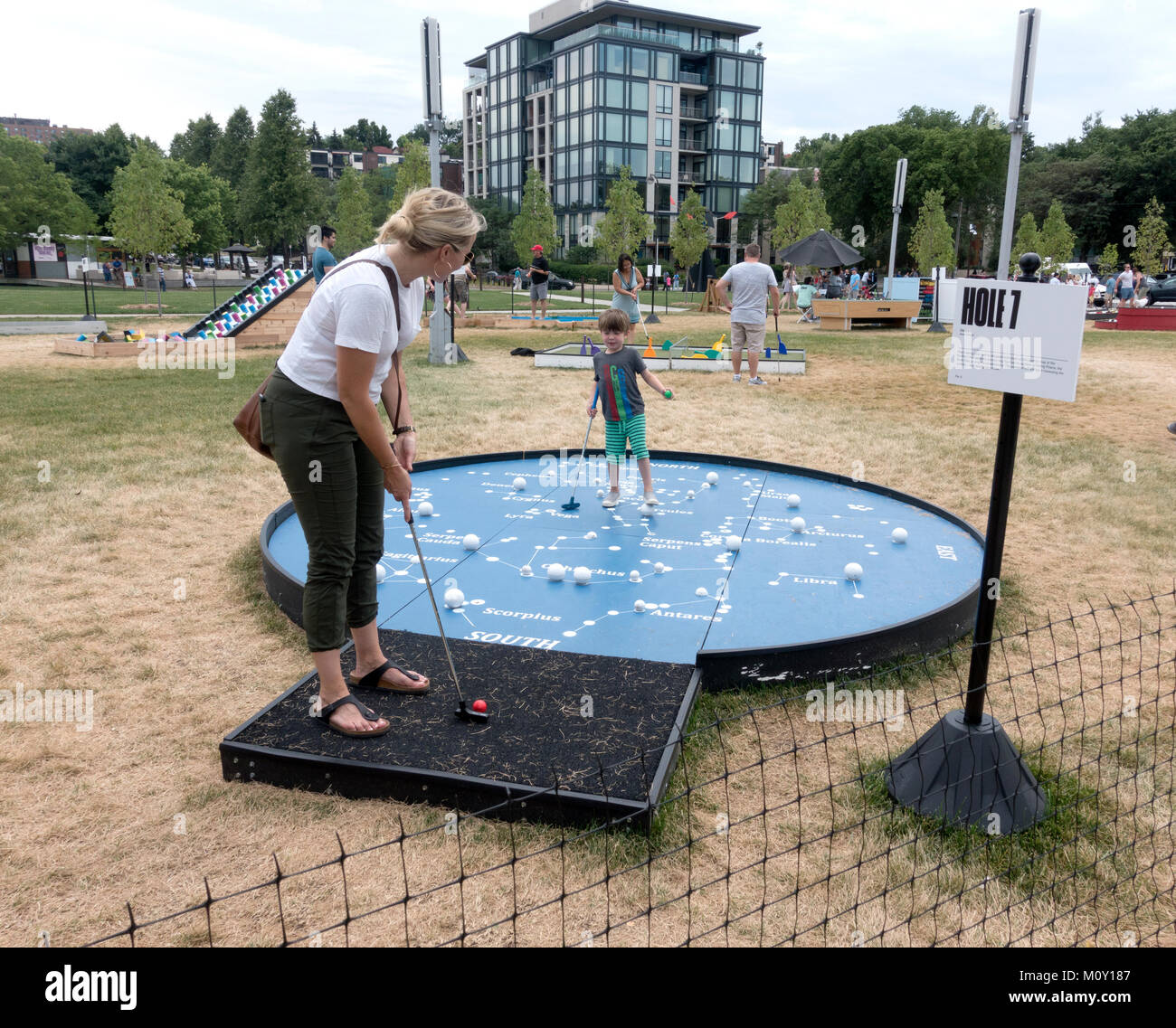 Golfing Hole 7 at the Walker Art Center/Minneapolis Sculpture Garden Mini  Golf course Northern Hemisphere Constellations Minneapolis Minnesota MN USA  Stock Photo - Alamy