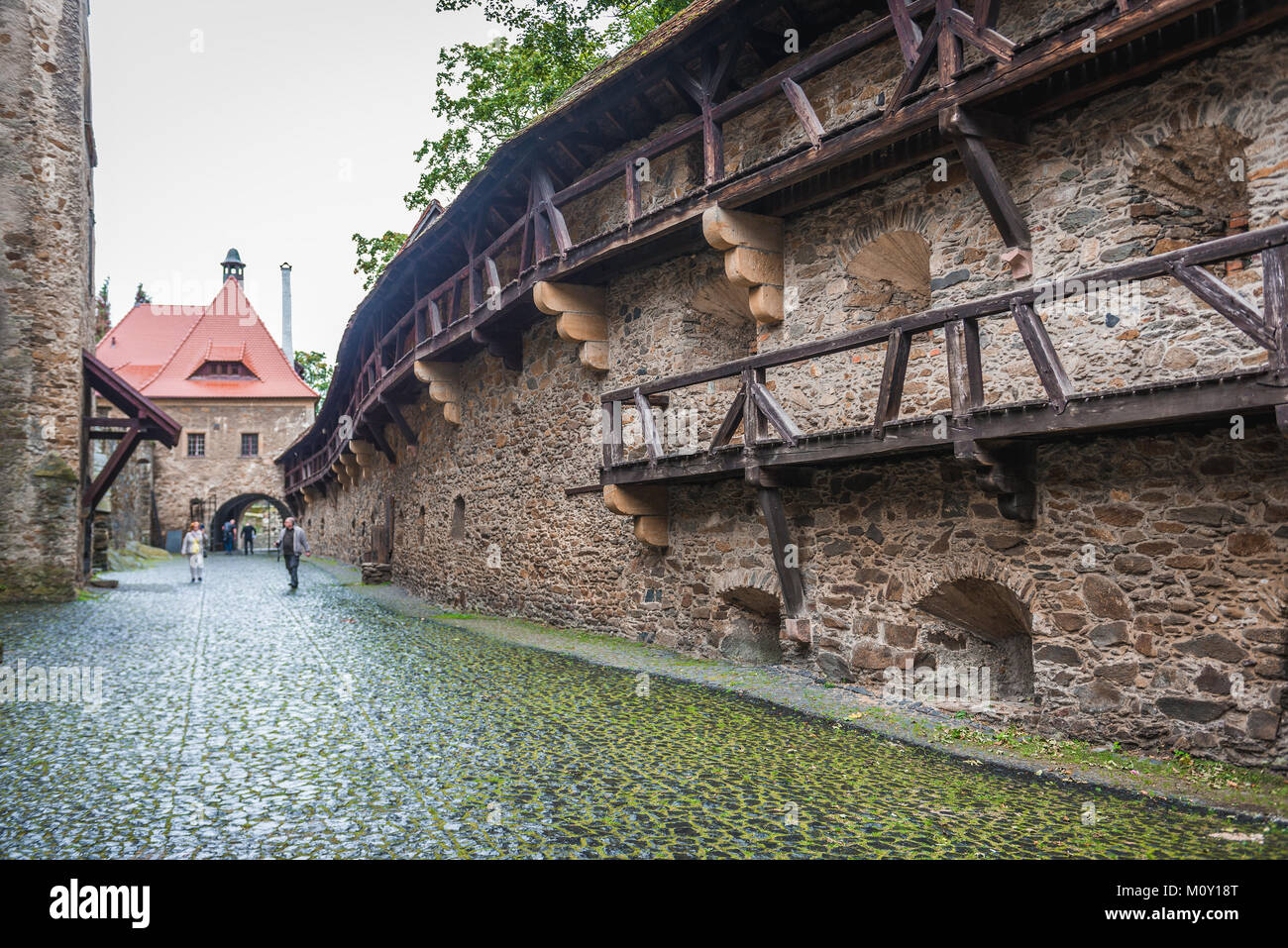 A complex of Czocha Castle buildings in Sucha village, Lower Silesian Voivodeship of Poland Stock Photo