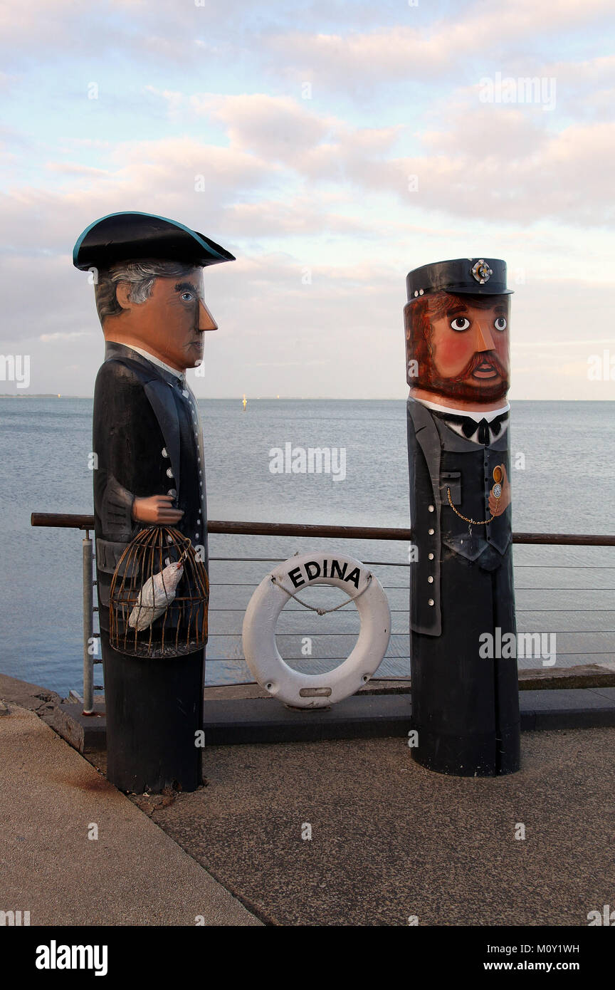 Iconic bollards at Geelong Stock Photo Alamy