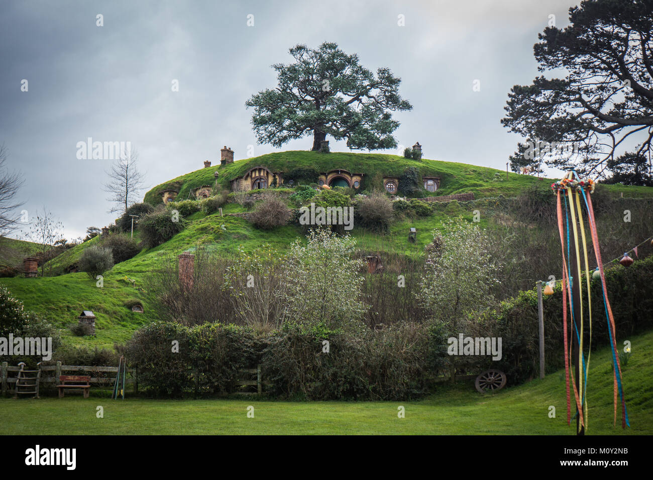 Hobbiton movie set from Lord of the Rings, Matamata, New Zealand Stock Photo