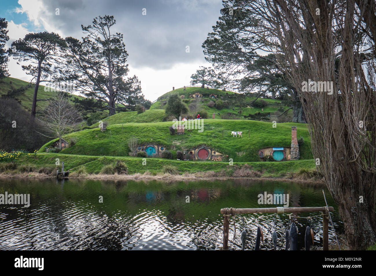 Hobbiton movie set from Lord of the Rings, Matamata, New Zealand Stock Photo