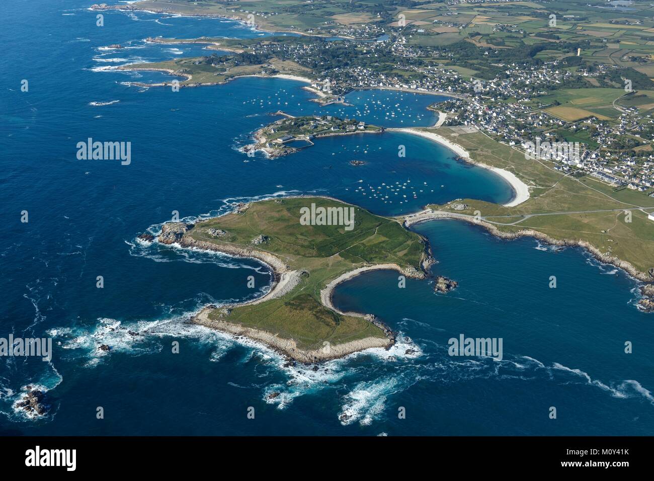 France,Finistere,Porspoder,Saint Laurent and Vivier peninsulas (aerial view) Stock Photo