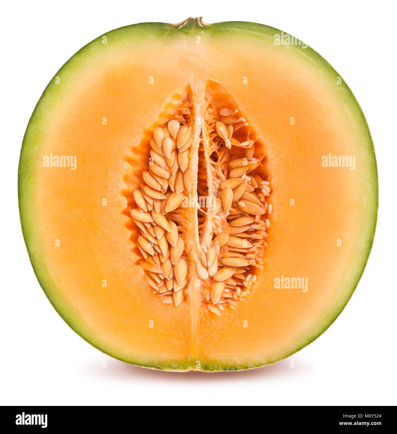 sliced cantaloupe melon path isolated Stock Photo Alamy