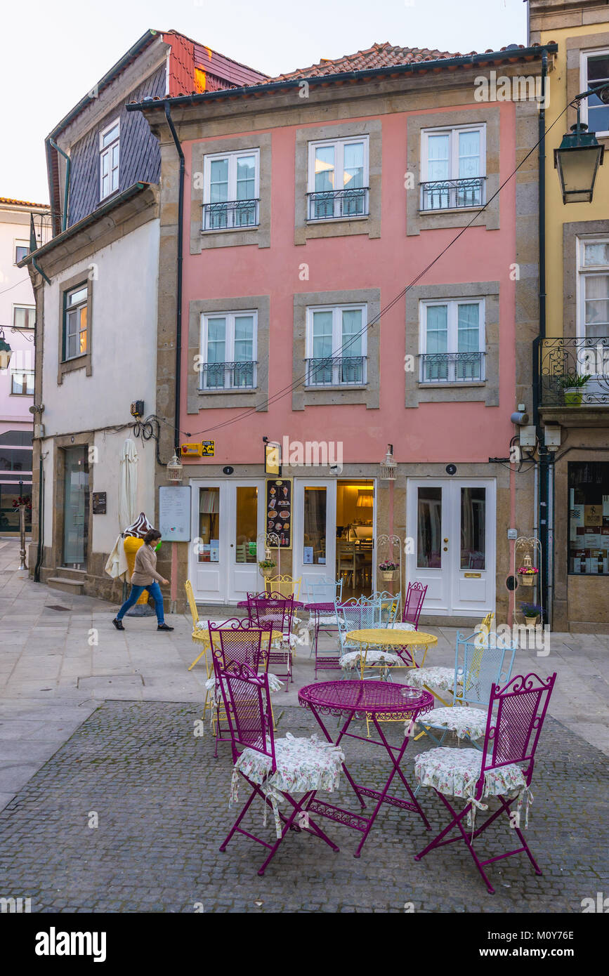 Restaurant on the Old Town of Ponte de Lima city, part of the district of Viana do Castelo, Norte region of Portugal Stock Photo