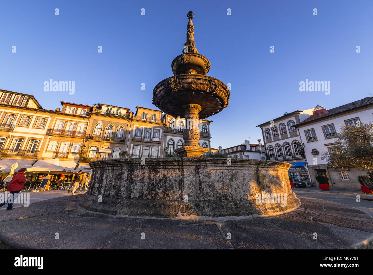 Noble Fountain dates from 1603 at Camoes Square in Ponte de Lima city, part of the district of Viana do Castelo, Norte region of Portugal Stock Photo