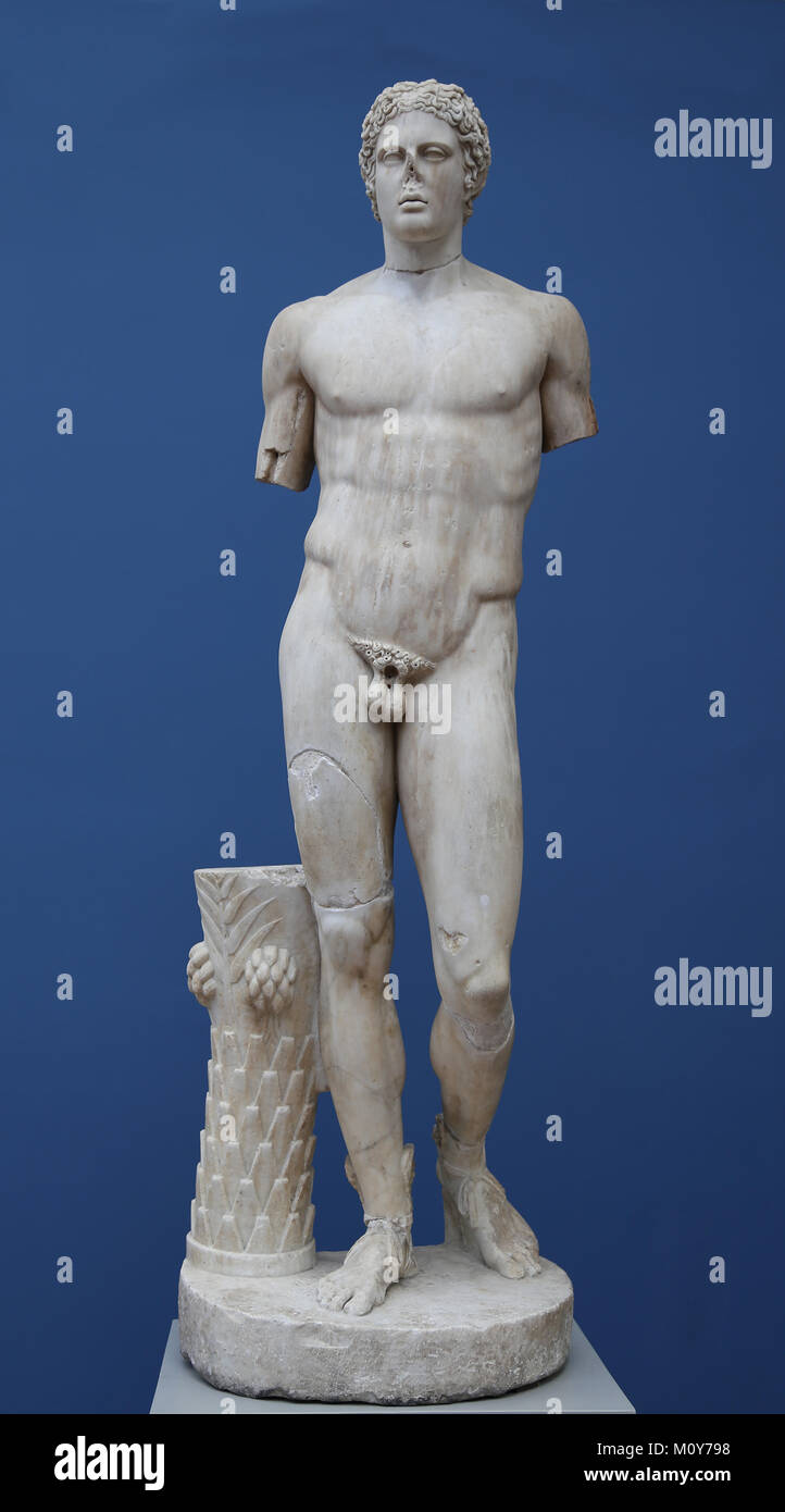 Hermes, the messenger of gods. Statue, C 150 AD. Marble. Roman copy after greek original made of C. 270 BC. Stock Photo