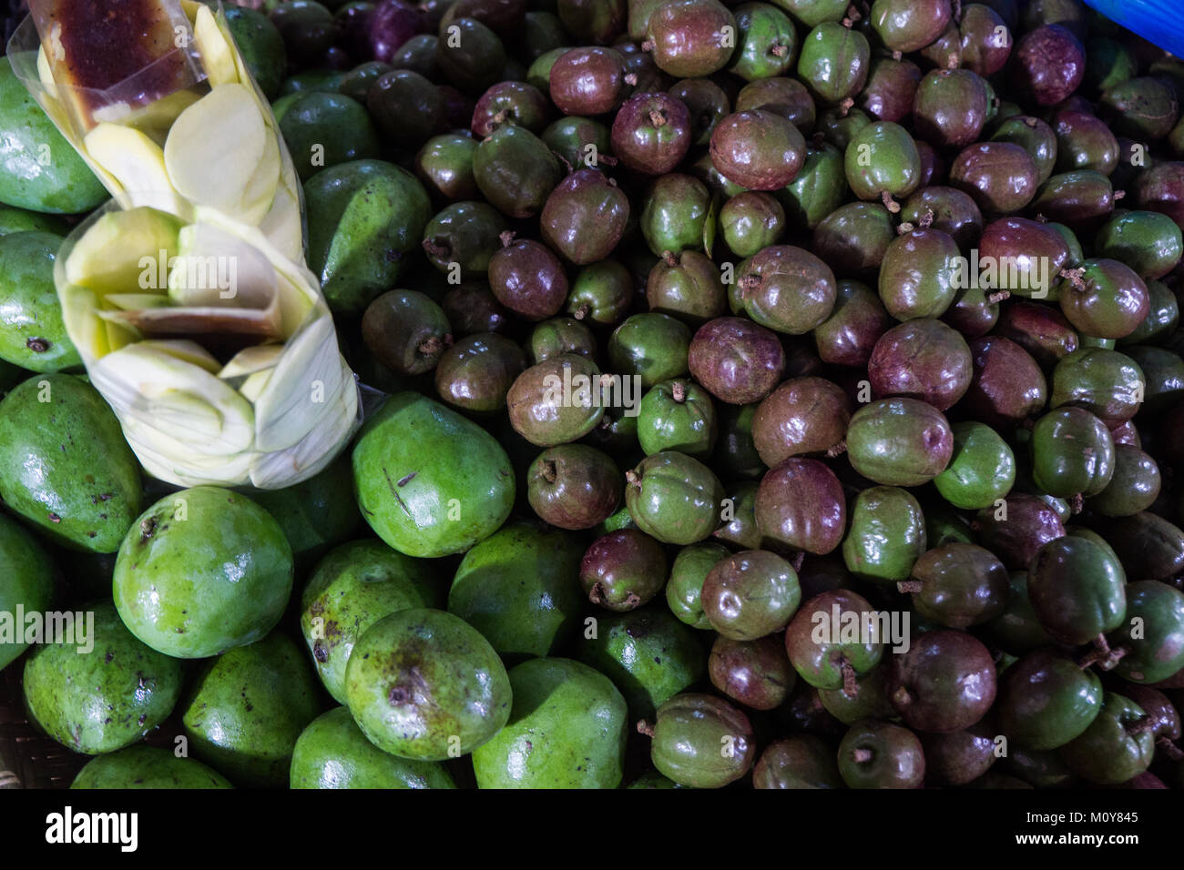 Mango and Passionfruit at the market in Puerto Princesa, Palawan, Philippines Stock Photo