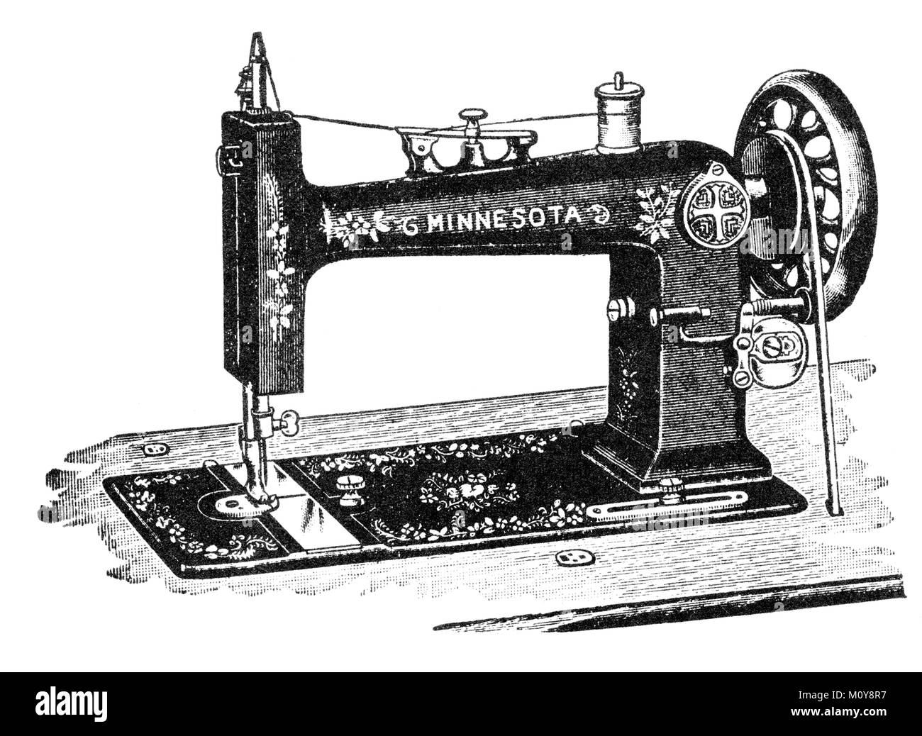 Vintage sewing machine illustration Stock Photo - Alamy