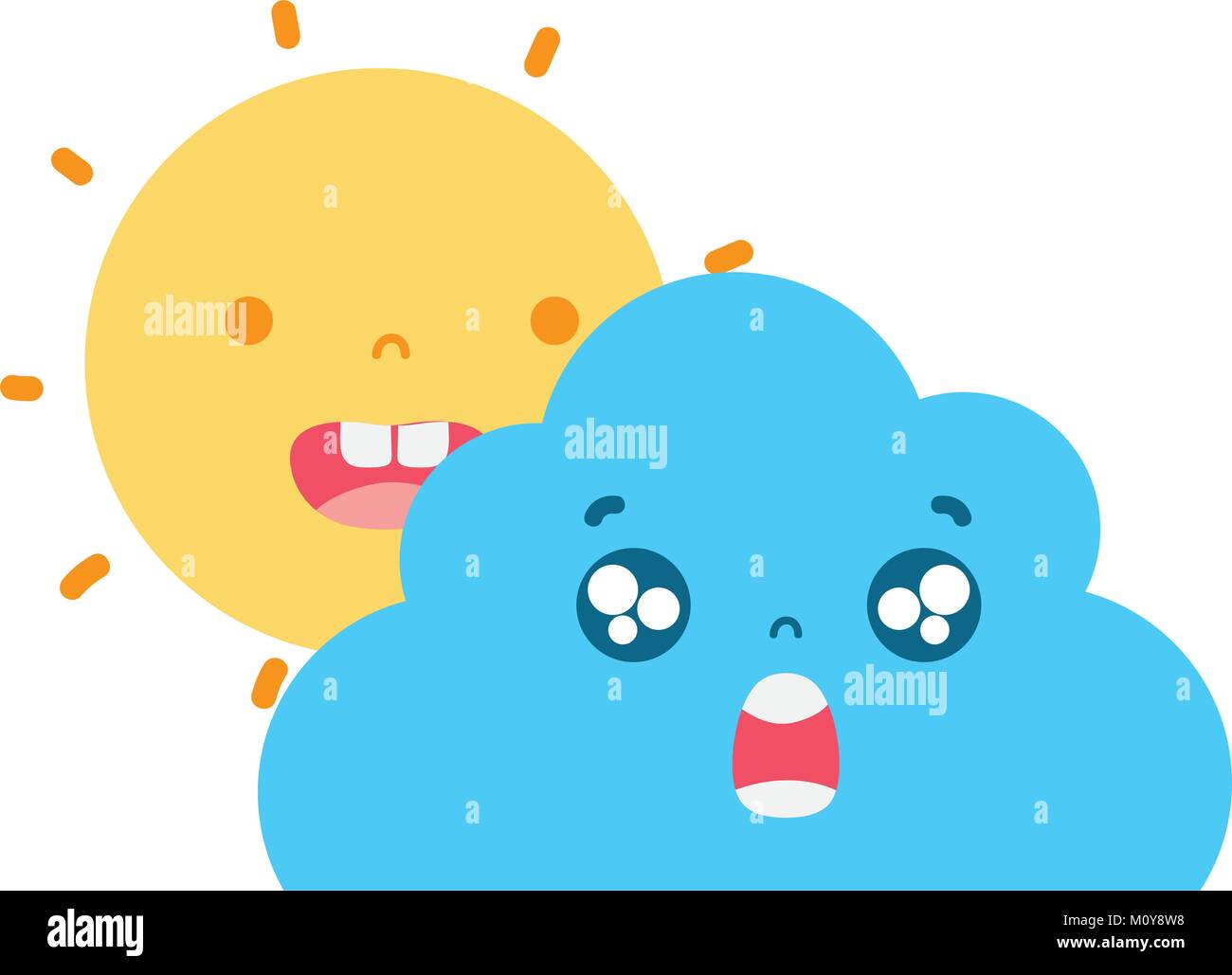 colorful happy sun and surprised cloud kawaii Stock Vector Image & Art ...