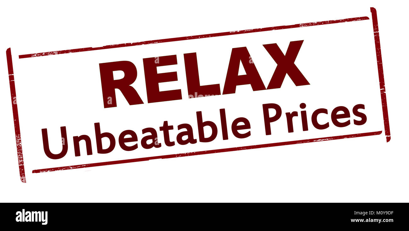 Rubber stamp with text relax unbeatable price inside, vector illustration Stock Photo