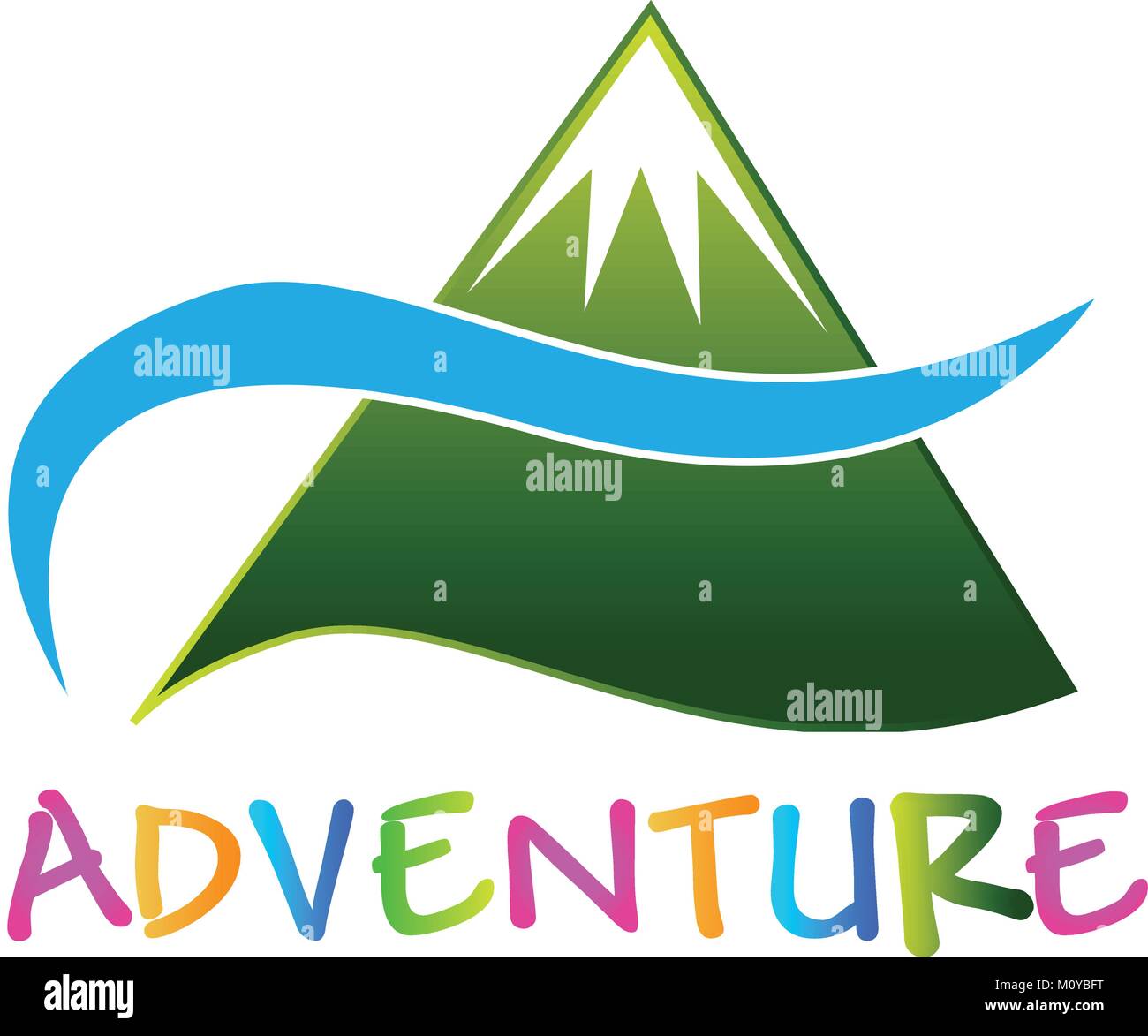 Adventure green mountain logo vector image Stock Vector