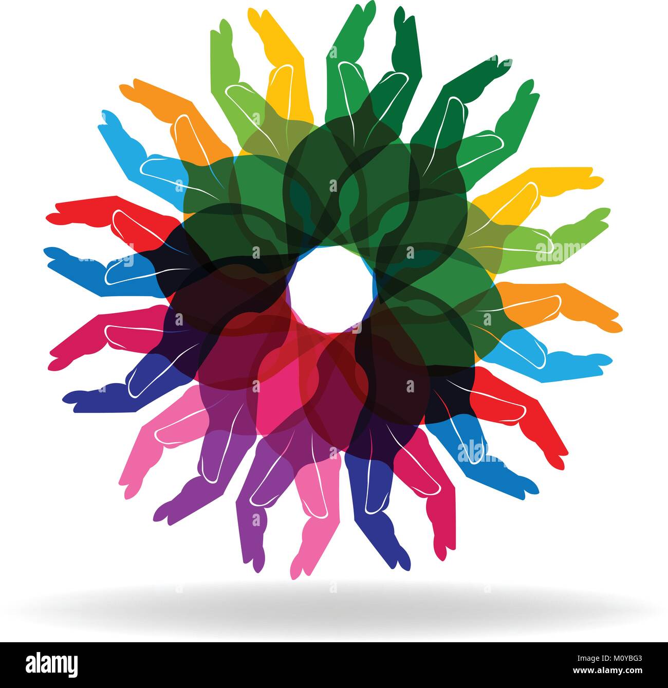 Hands colorful diversity people help concept logo vector Stock Vector