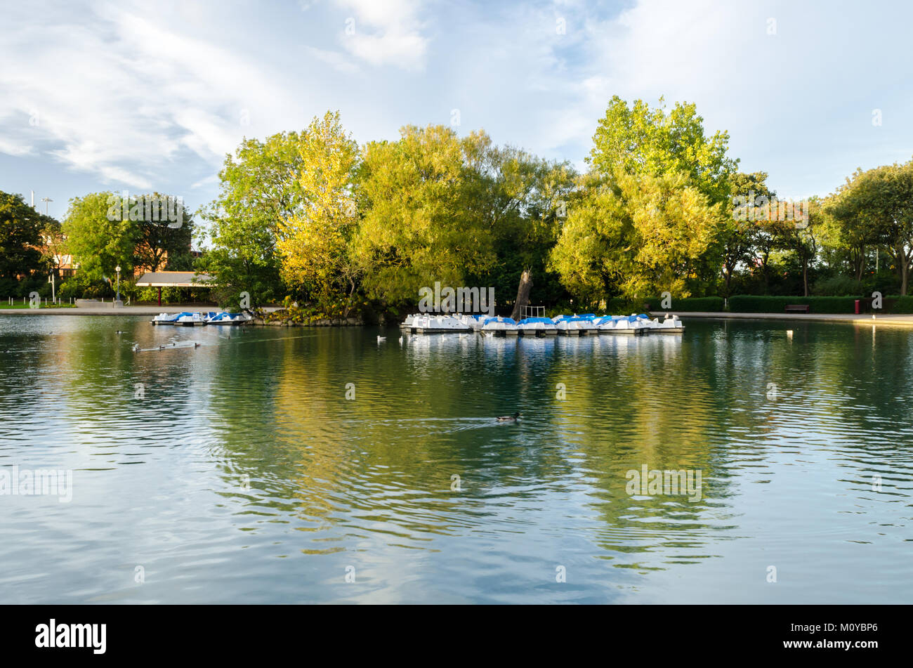 The Boating Lake in South Marine Park, South Tyneside. Stock Photo