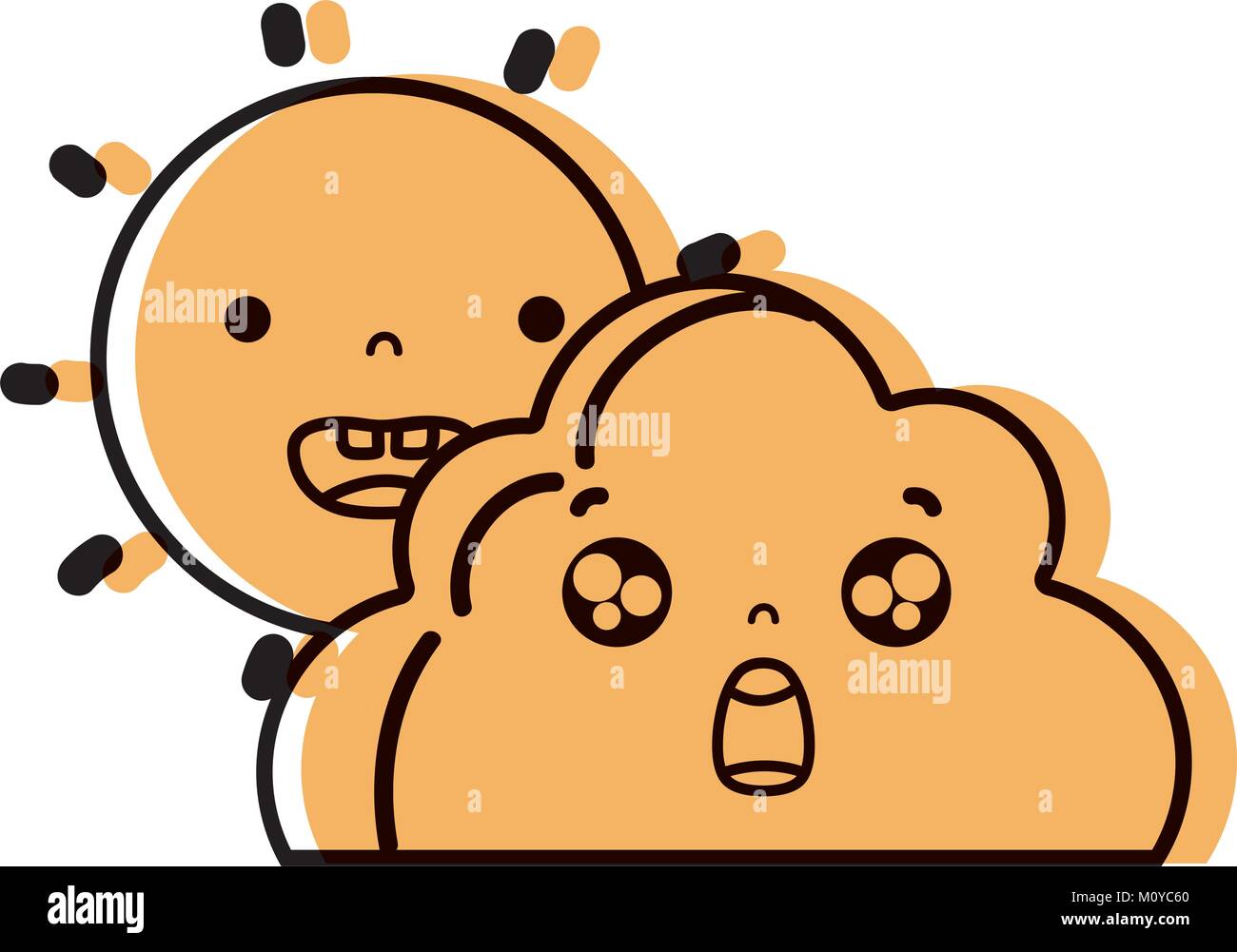 color happy sun and surprised cloud kawaii Stock Vector Image & Art - Alamy