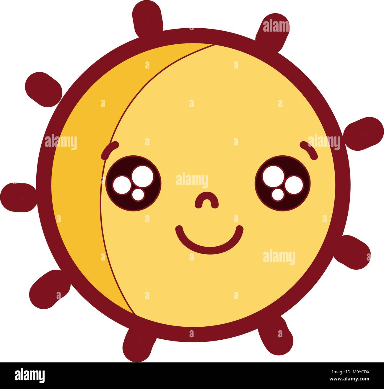 line color happy sun natural weather kawaii Stock Vector Image & Art ...