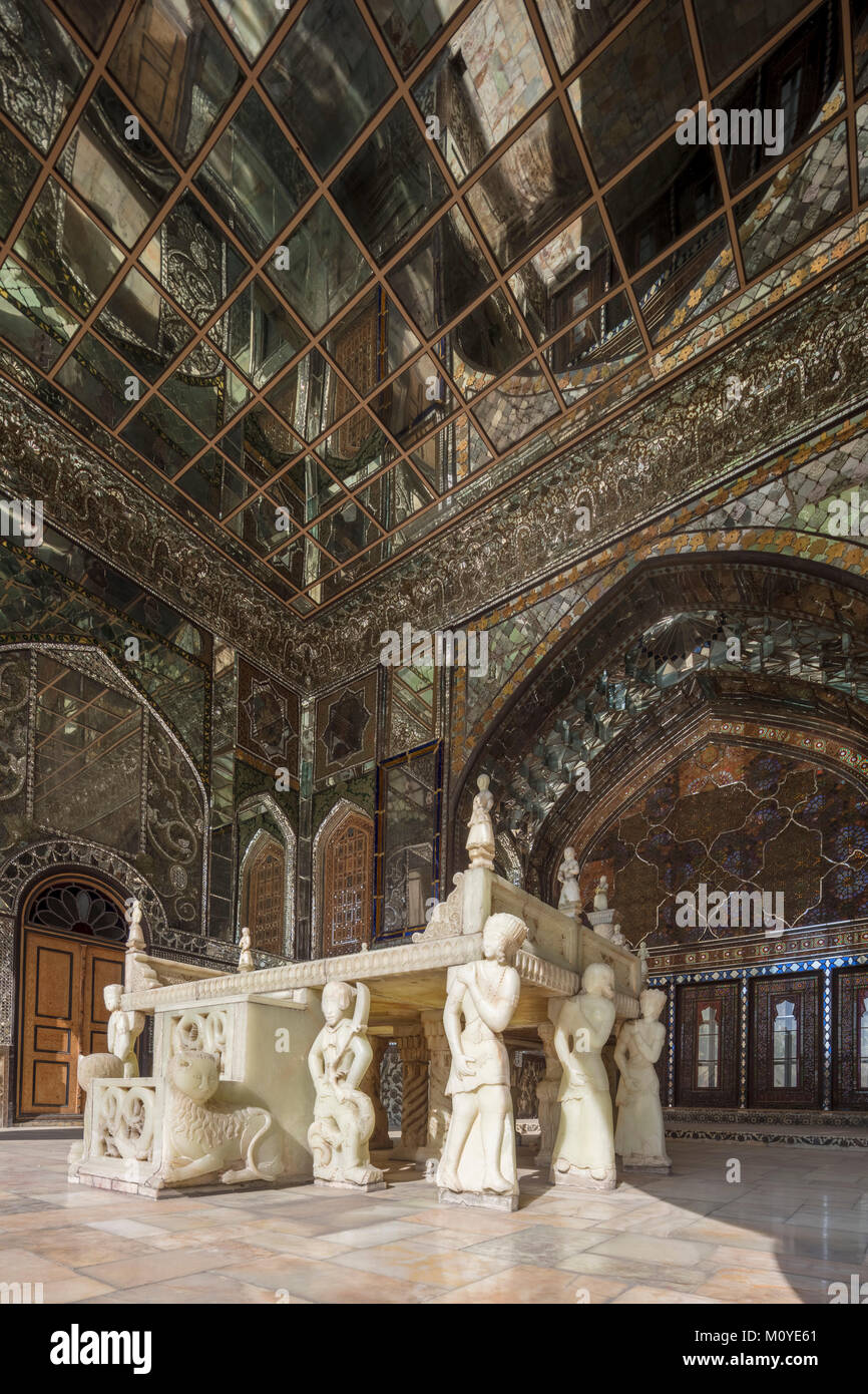 The marble throne in the Golestan Palace, Tehran, Iran Stock Photo