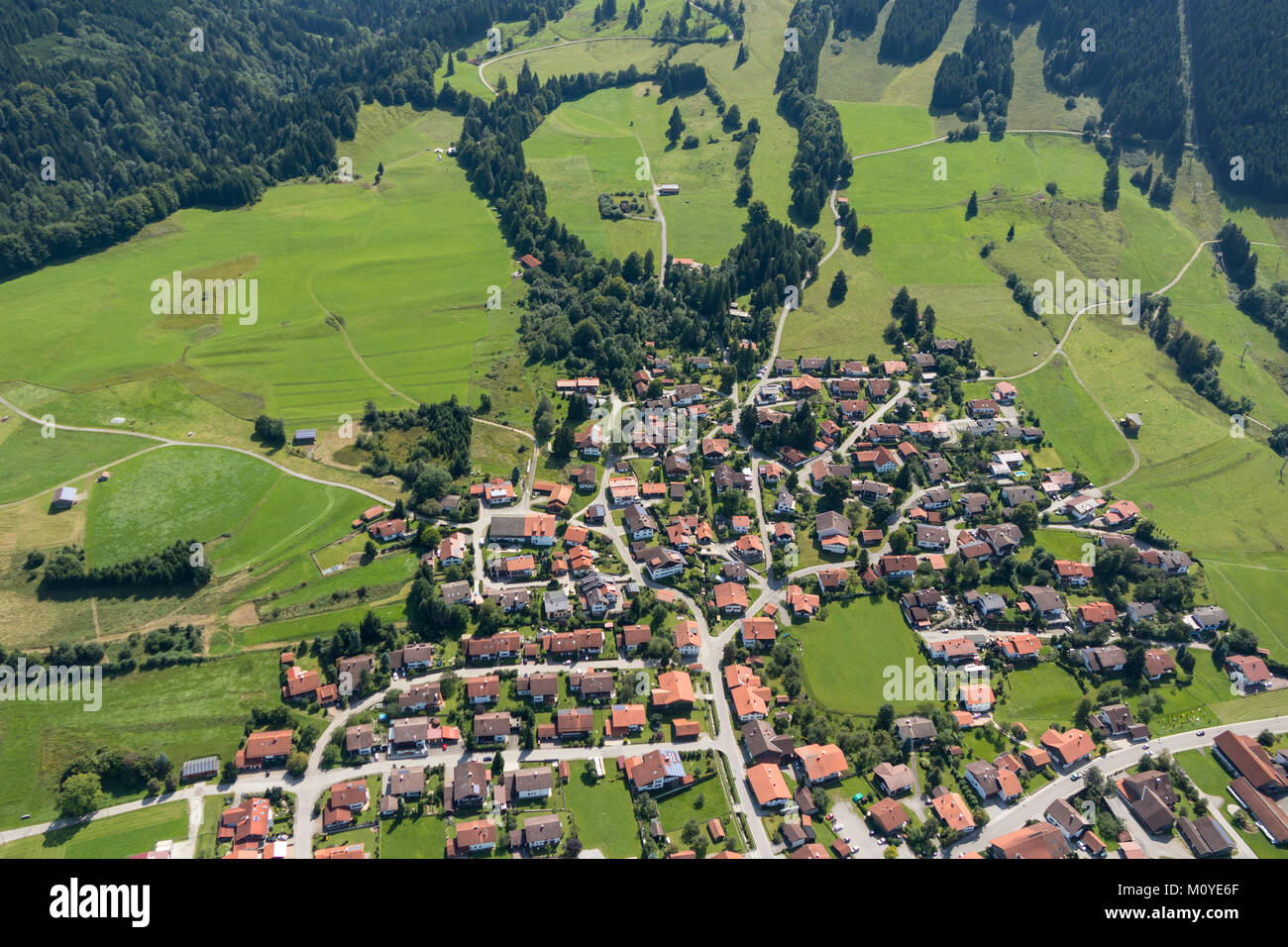 Aerial view of Buching, 87642 Halblech, Bavaria, Germany Stock Photo
