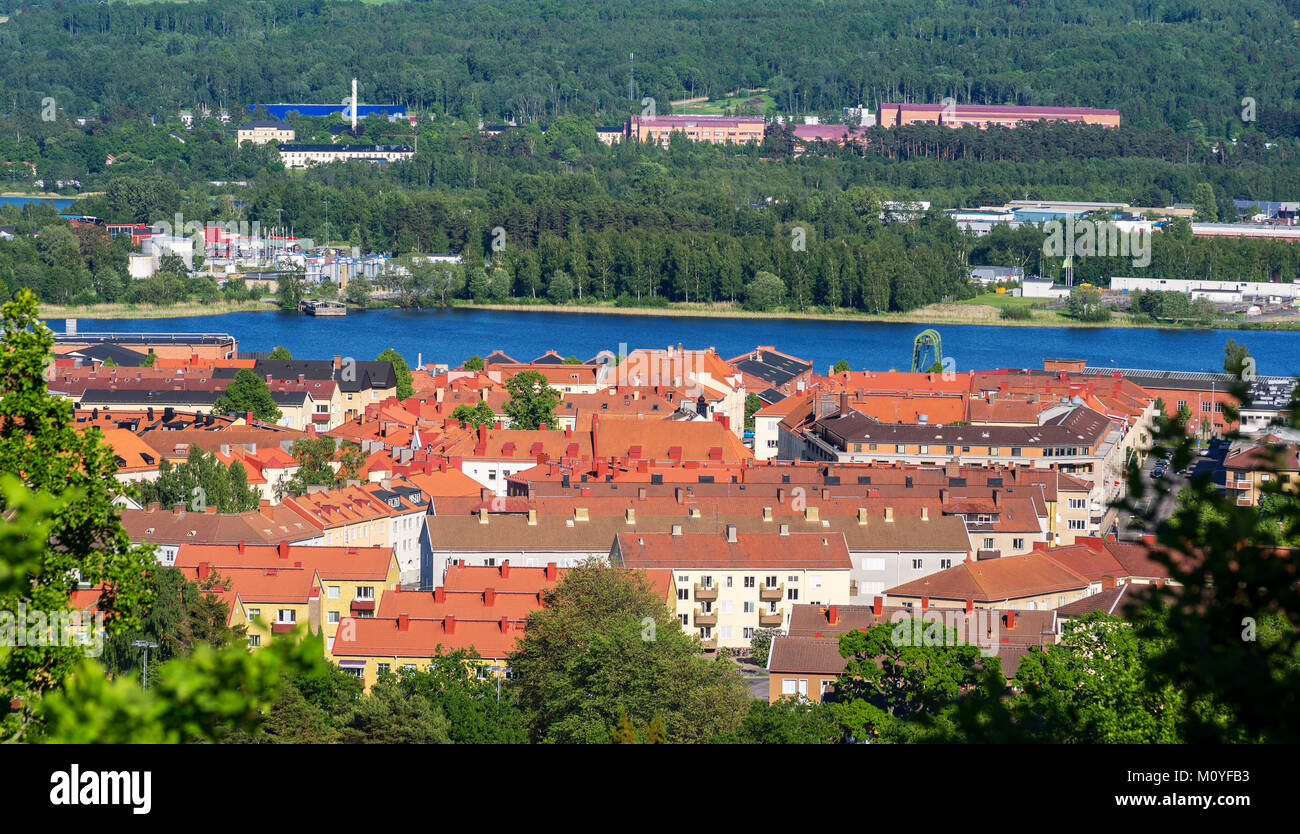 Panoramic view of Jonkoping rooftops. Smaland, Sweden, Scandinavia Stock Photo
