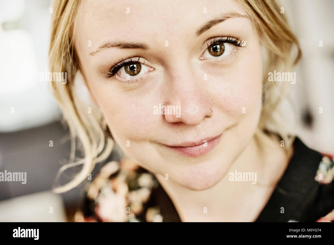 Young woman with nose piercing,portrait,Germany Stock Photo Alamy