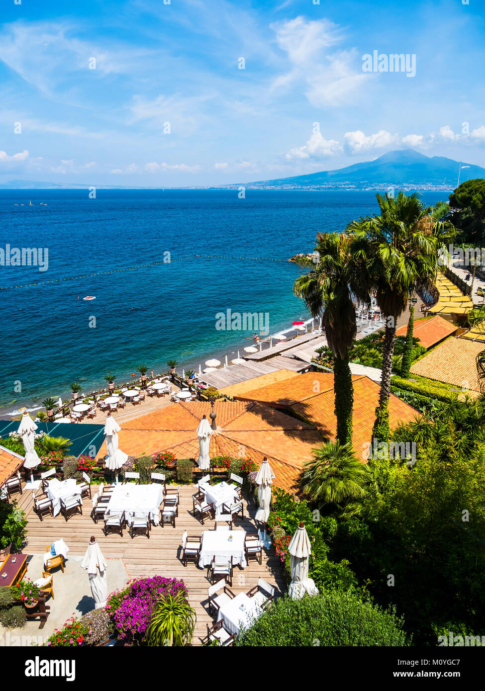 View from Castellammare de Stabia over the Gulf of Naples,behind the Vesuvius,Naples,Campania,Italy Stock Photo