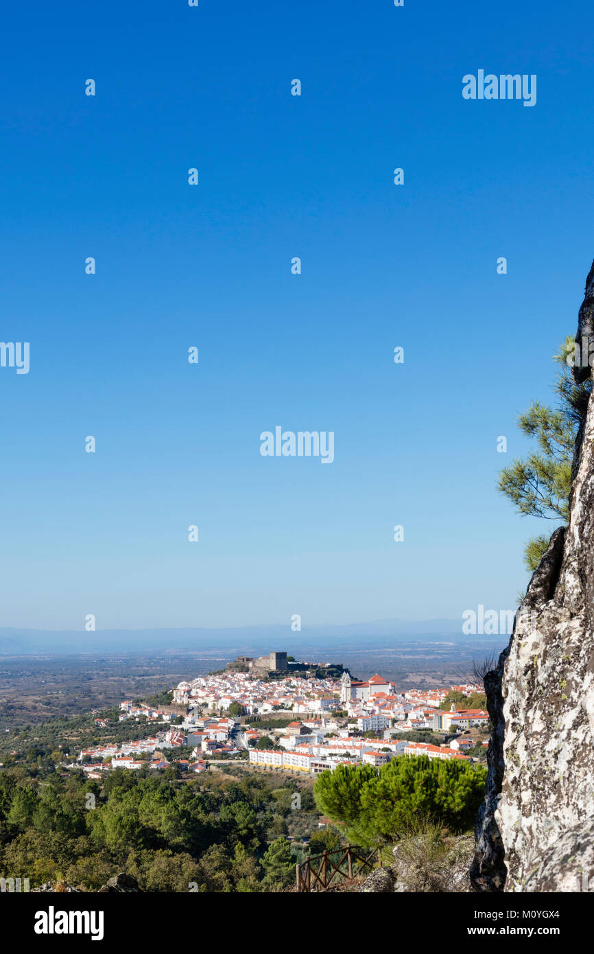 Elevated view of Castelo de Vide village, Alentejo, Portugal Stock Photo