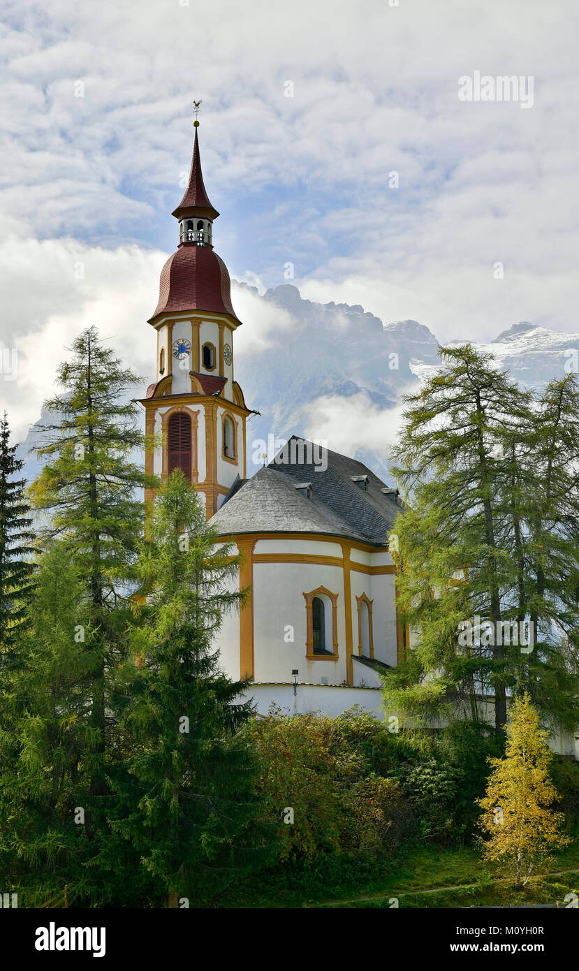 Parish church Obernberg zum Hl. St. Nikolaus,Obernberg,Tyrol,Austria Stock Photo