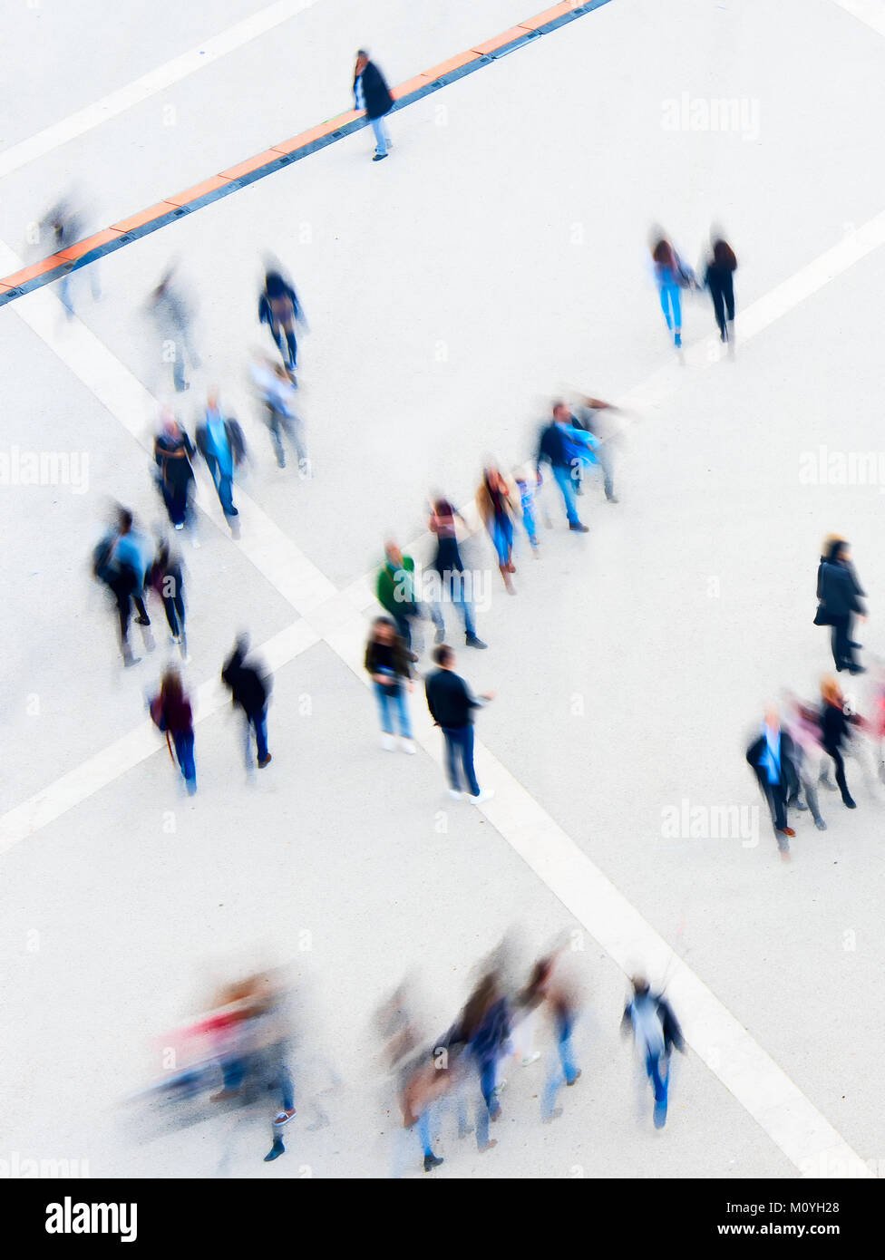 Motion blur of walking people. View from above Stock Photo Alamy