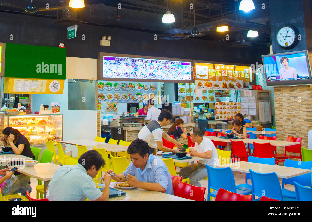 SINGAPORE JAN 14, 2017 People at popular food hall in Singapore