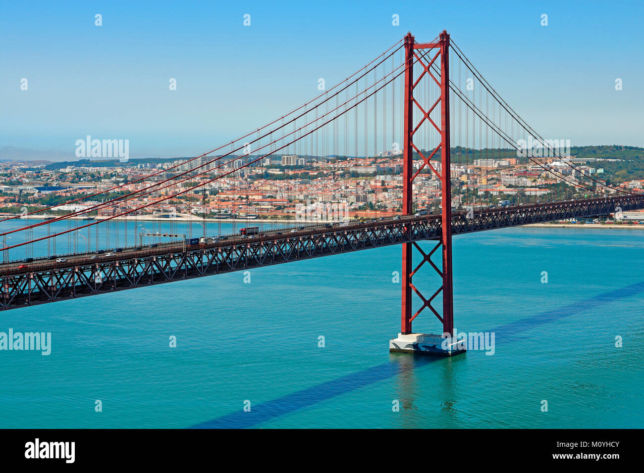 Bridge of April 25th,Ponte 25 de Abril over the river Tejo,Lisbon,Portugal Stock Photo