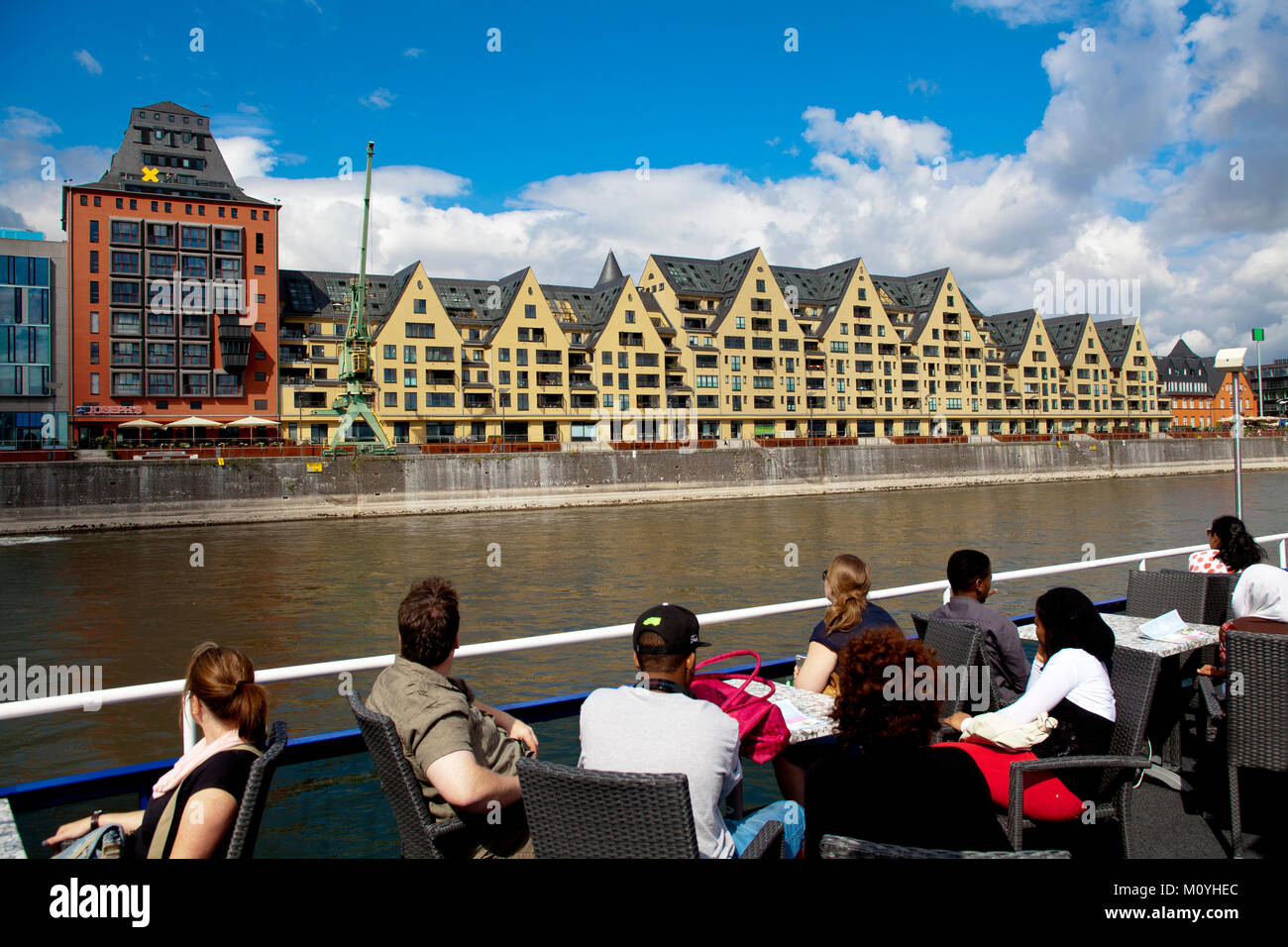Germany, Cologne, view from a ship to the old storehouse at the Rheinau Harbour an exclusive residential building.  Deutschland, Koeln, Blick von eine Stock Photo