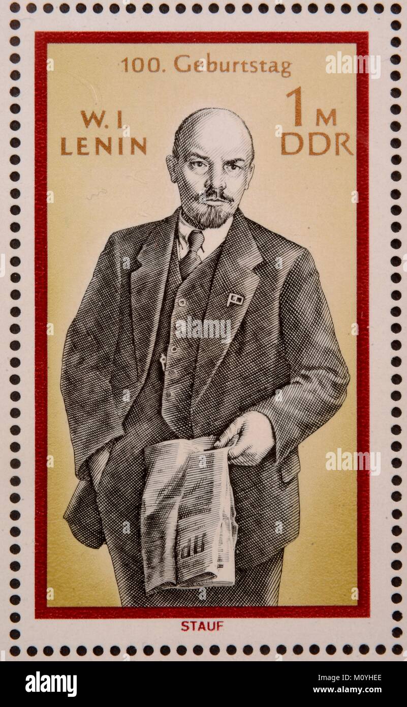 Vladimir Iljitj Lenin,Russian communist revolutionary,politician and political theorist,portrait on a German stamp 1970 Stock Photo