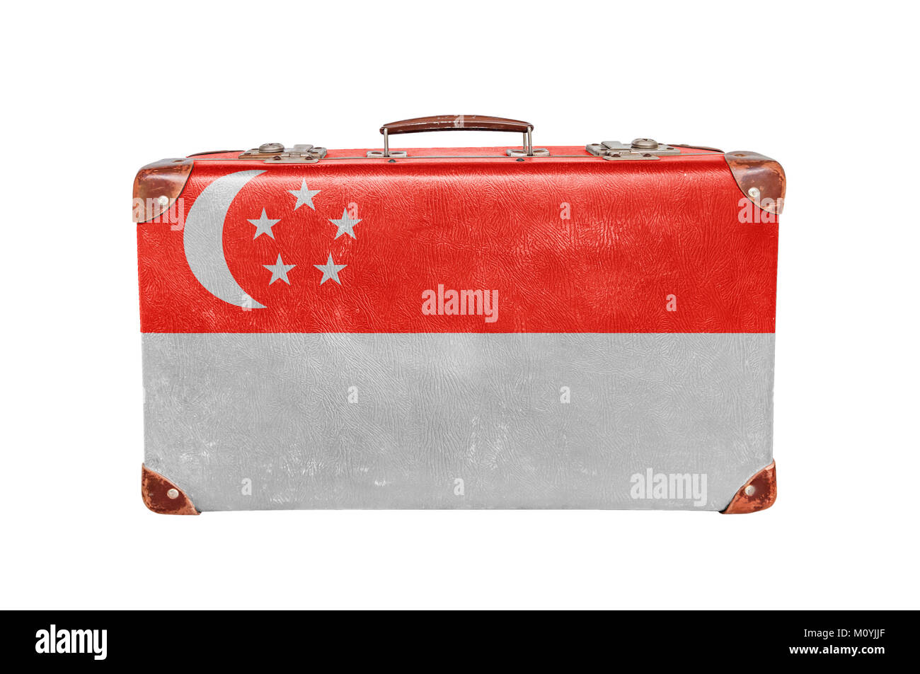 Vintage suitcase with Singapore flag Stock Photo Alamy