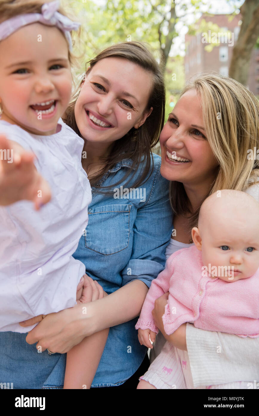 Portrait of Caucasian mothers and daughters Stock Photo