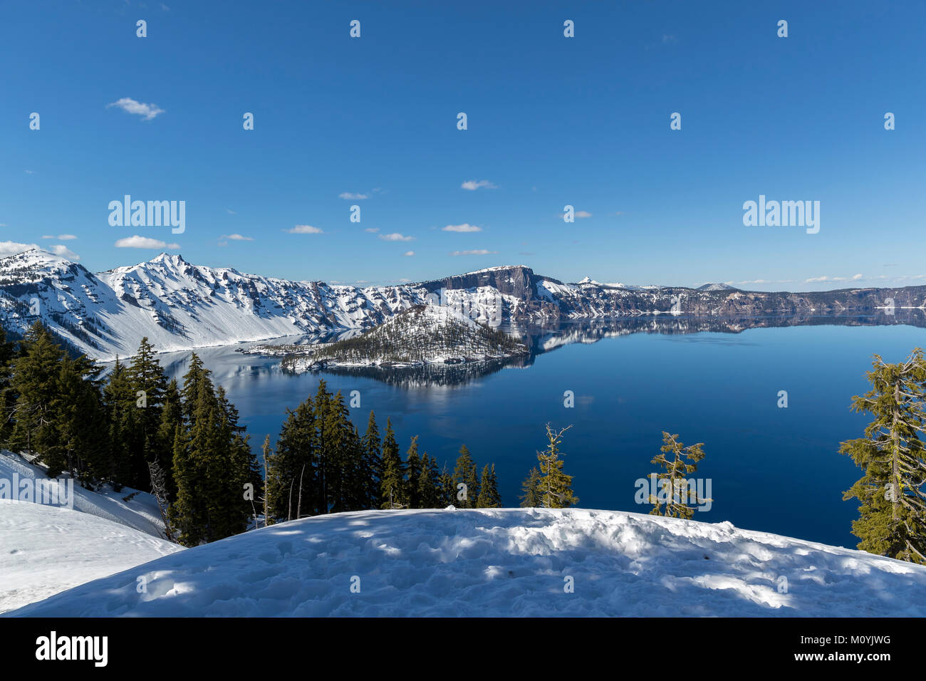 Scenic view of Crater Lake, Oregon, United States Stock Photo