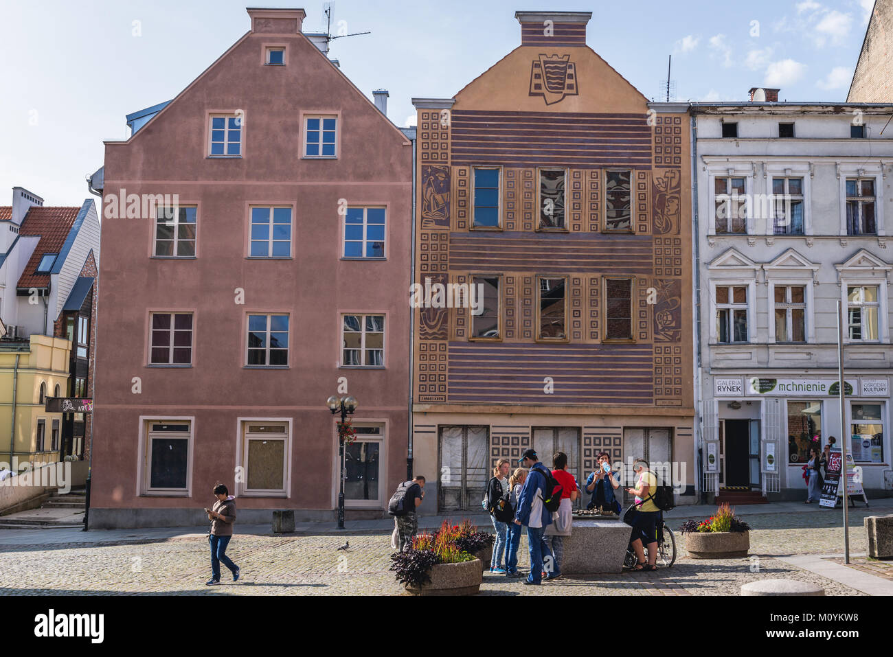 Tenement houses on the Old Town market square in Olsztyn city in