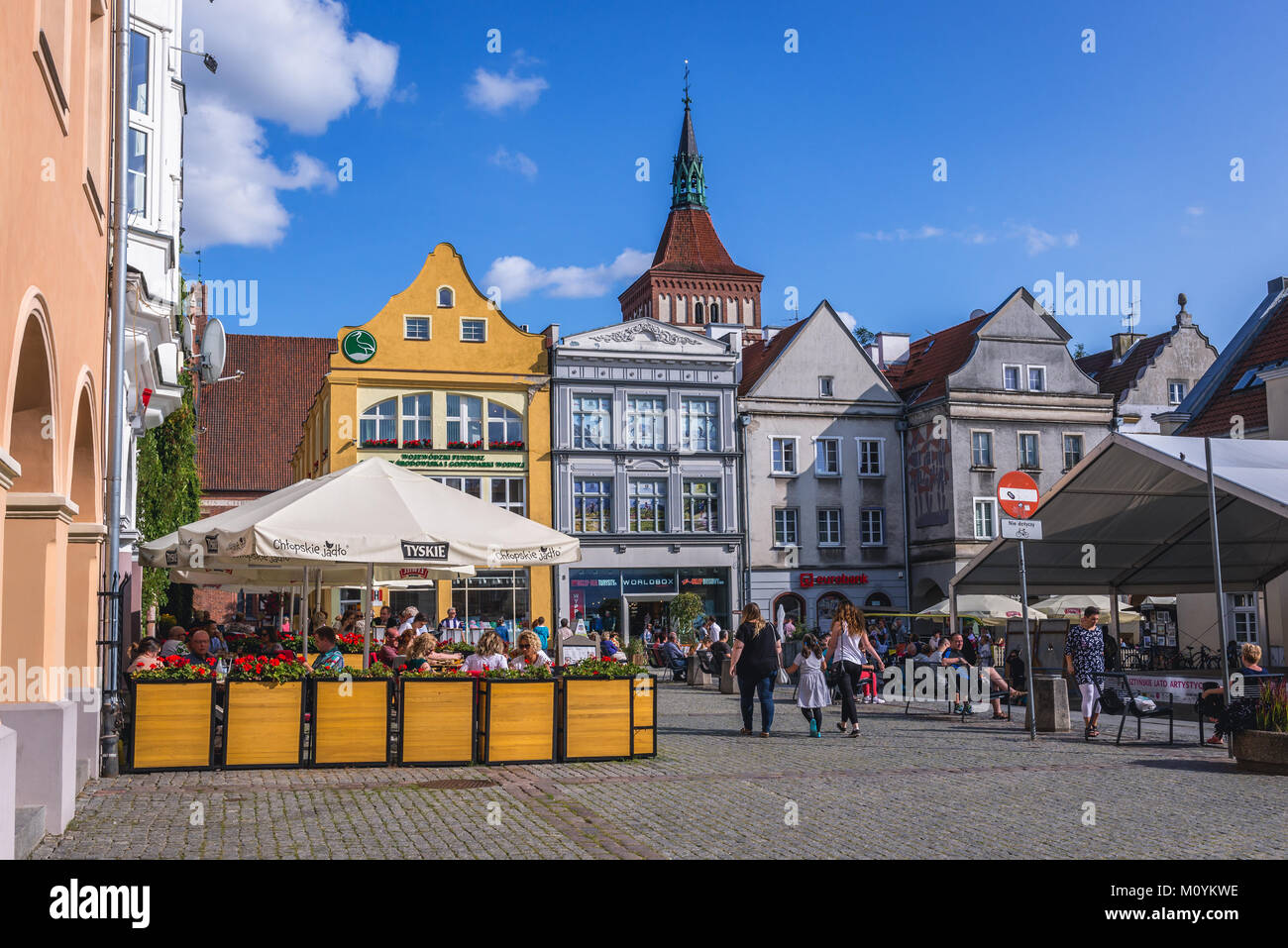 Tenement houses on the Old Town market square in Olsztyn city in