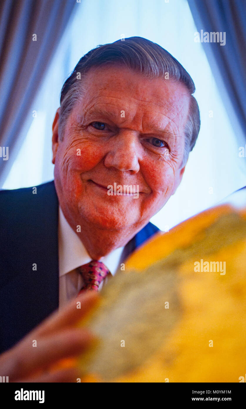 Paul S. Amos in his AFLAC office. AFLAC was founded by brothers John