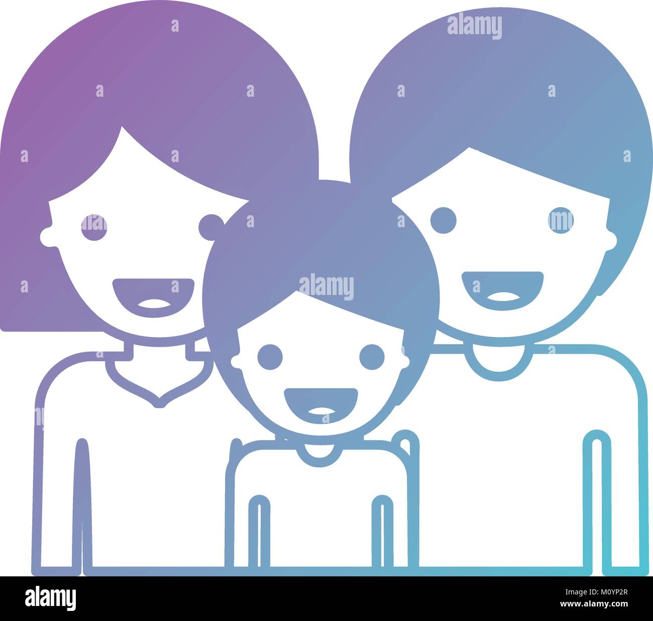 Half Body People And Woman Mushroom Hairstyle And Man And Boy With Short Hair In Degraded Blue To Purple Color Silhouette Stock Vector Image Art Alamy