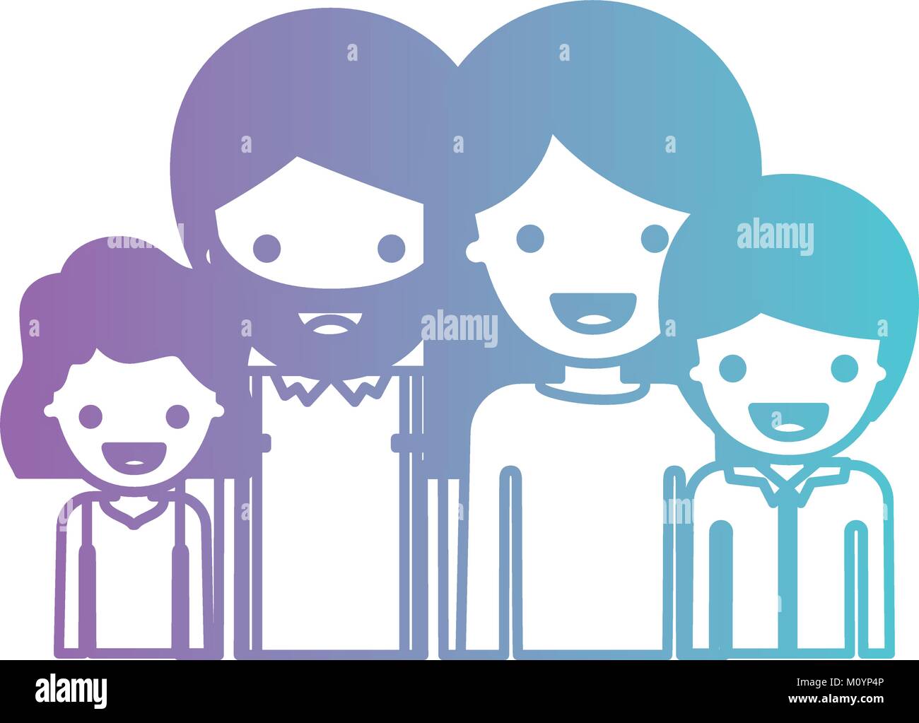 Half Body People With Girl Wavy Hair And Man With Beard And Woman With Long Straight Hair And Boy With Short Hair In Degraded Blue To Purple Color Silhouette Stock Vector Image Half Body People With Girl Wavy Hair And Man With Beard And Woman With Long Straight Hair And Boy With Short Hair In Degraded Blue To Purple Color Silhouette Stock Vector Image