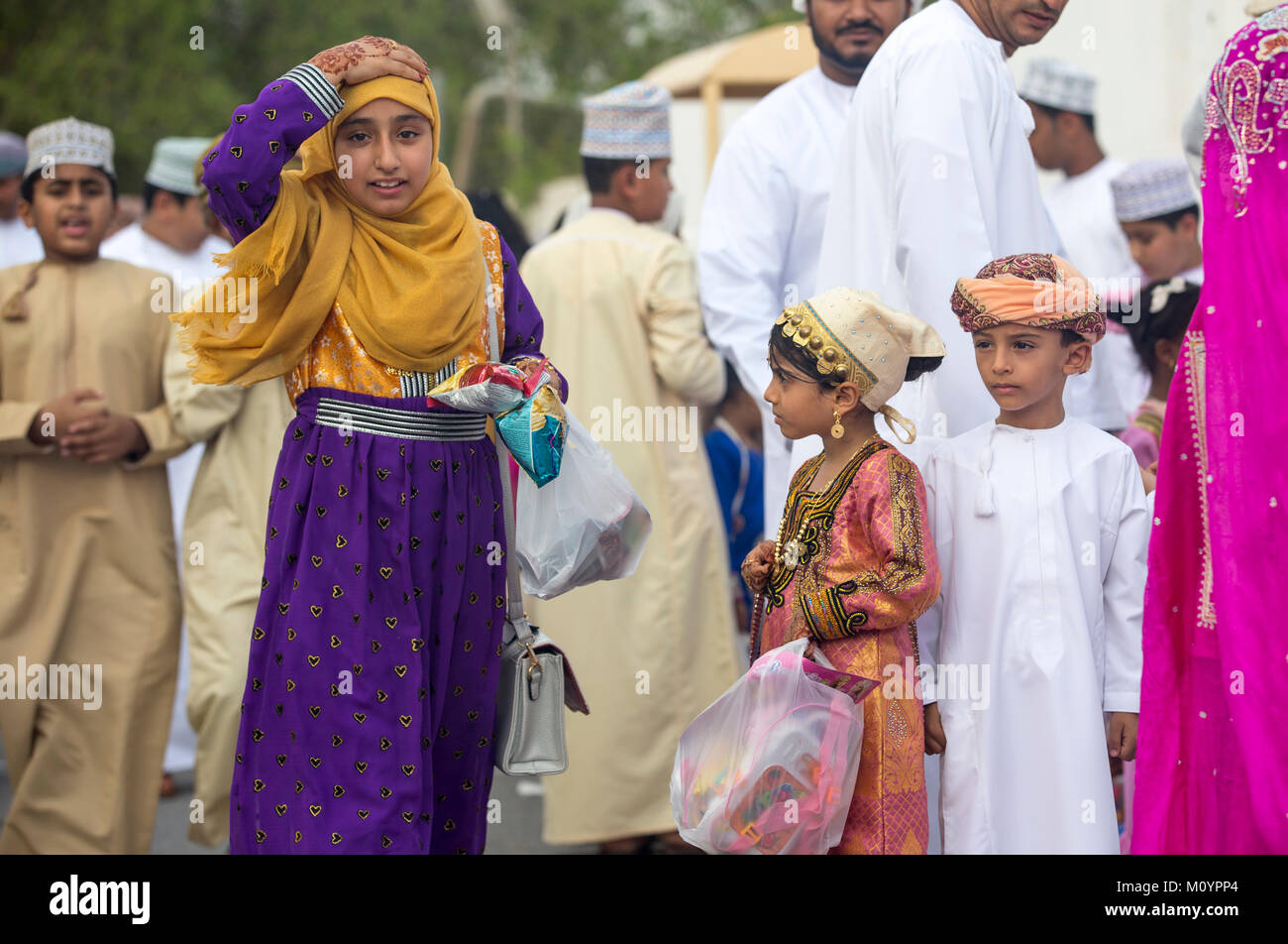 Nizwa, Oman - June 26th 2017: people at a toy market on a day of Eid al Fitr Stock Photo