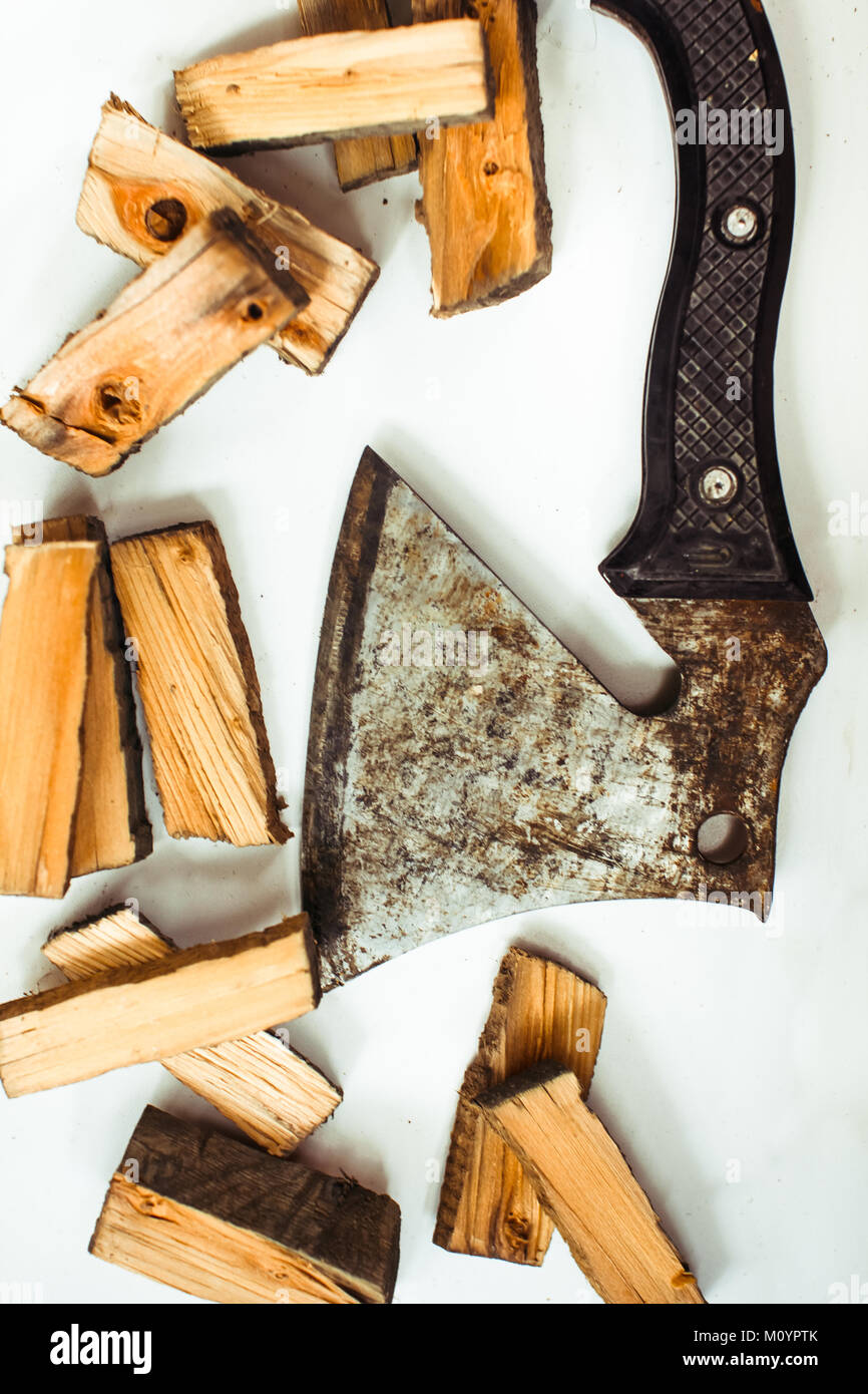 stack of firewood isolated on white background Stock Photo - Alamy