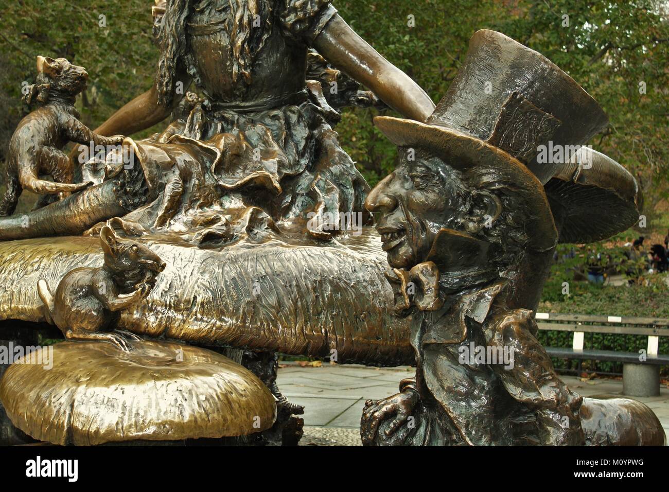 Alice in Wonderland memorial statue for Margarita Delacorte- Bethesda Park, New York City- November 15, 2017. Stock Photo