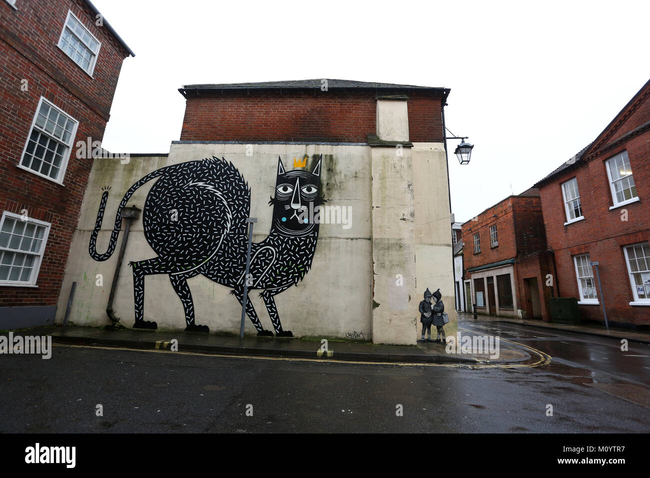 Graffiti pictured on buildings in Chichester, West Sussex, UK. Stock Photo