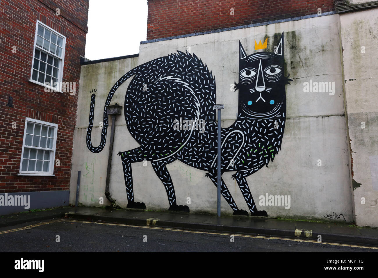 Graffiti pictured on buildings in Chichester, West Sussex, UK. Stock Photo