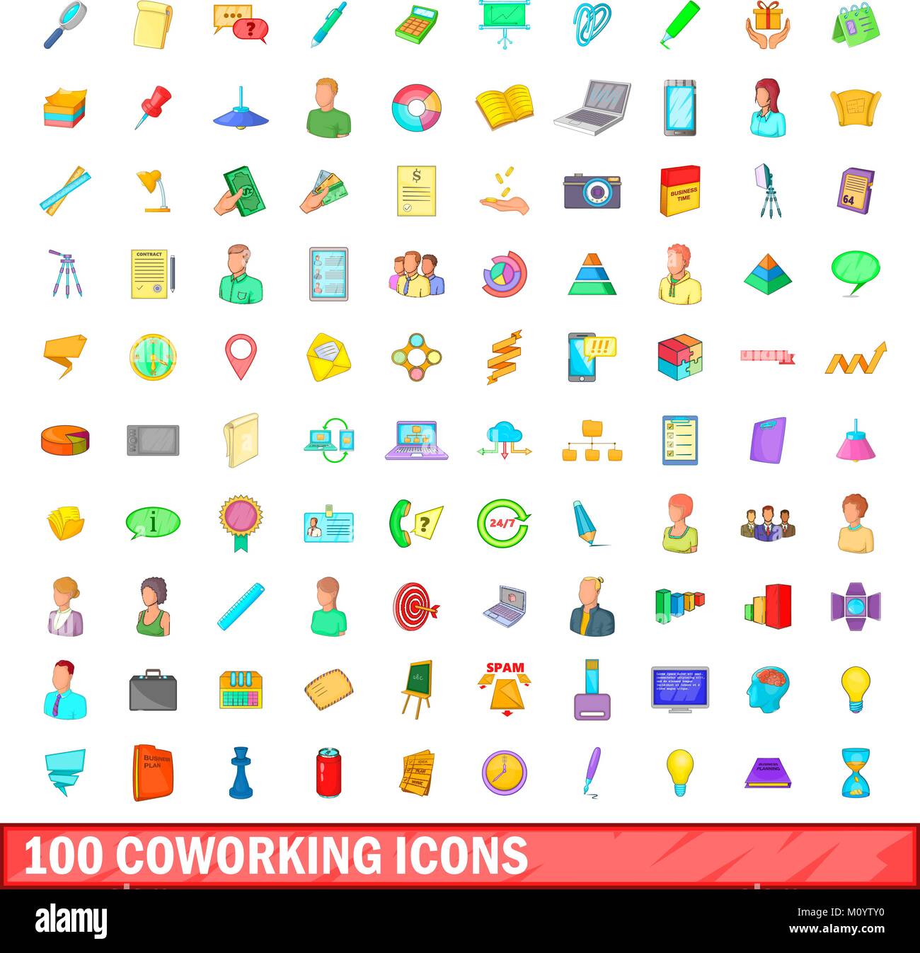 100 coworking icons set, cartoon style Stock Vector Image & Art - Alamy