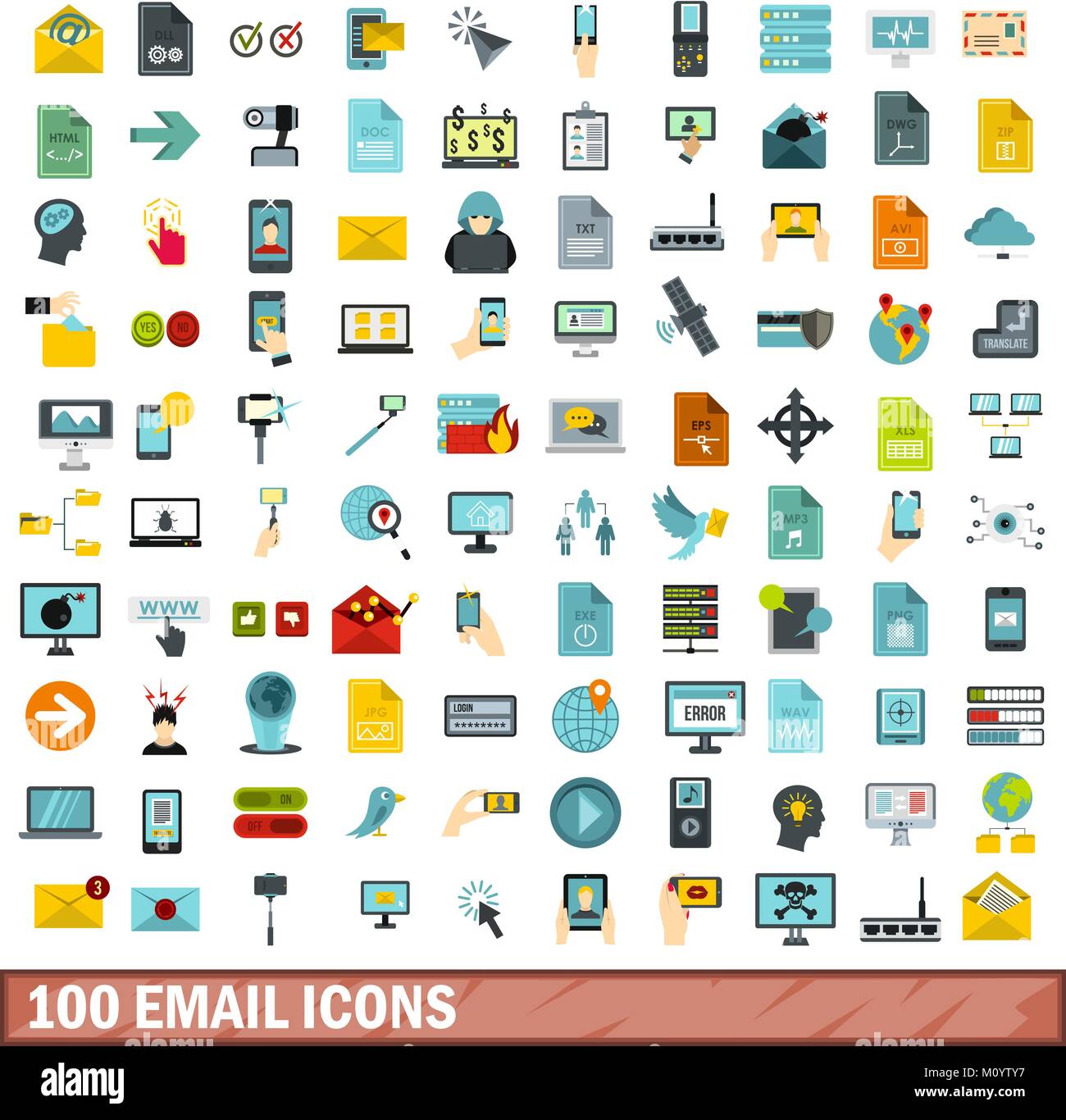 100 email icons set, flat style Stock Vector Image & Art - Alamy