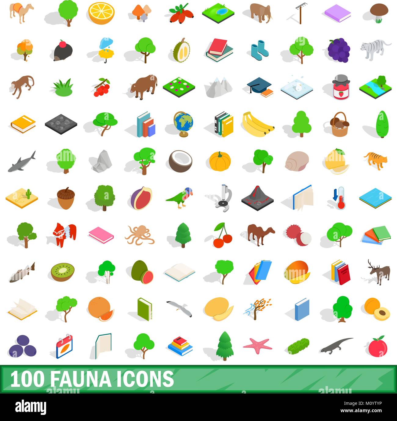 100 fauna icons set, isometric 3d style Stock Vector Image & Art - Alamy